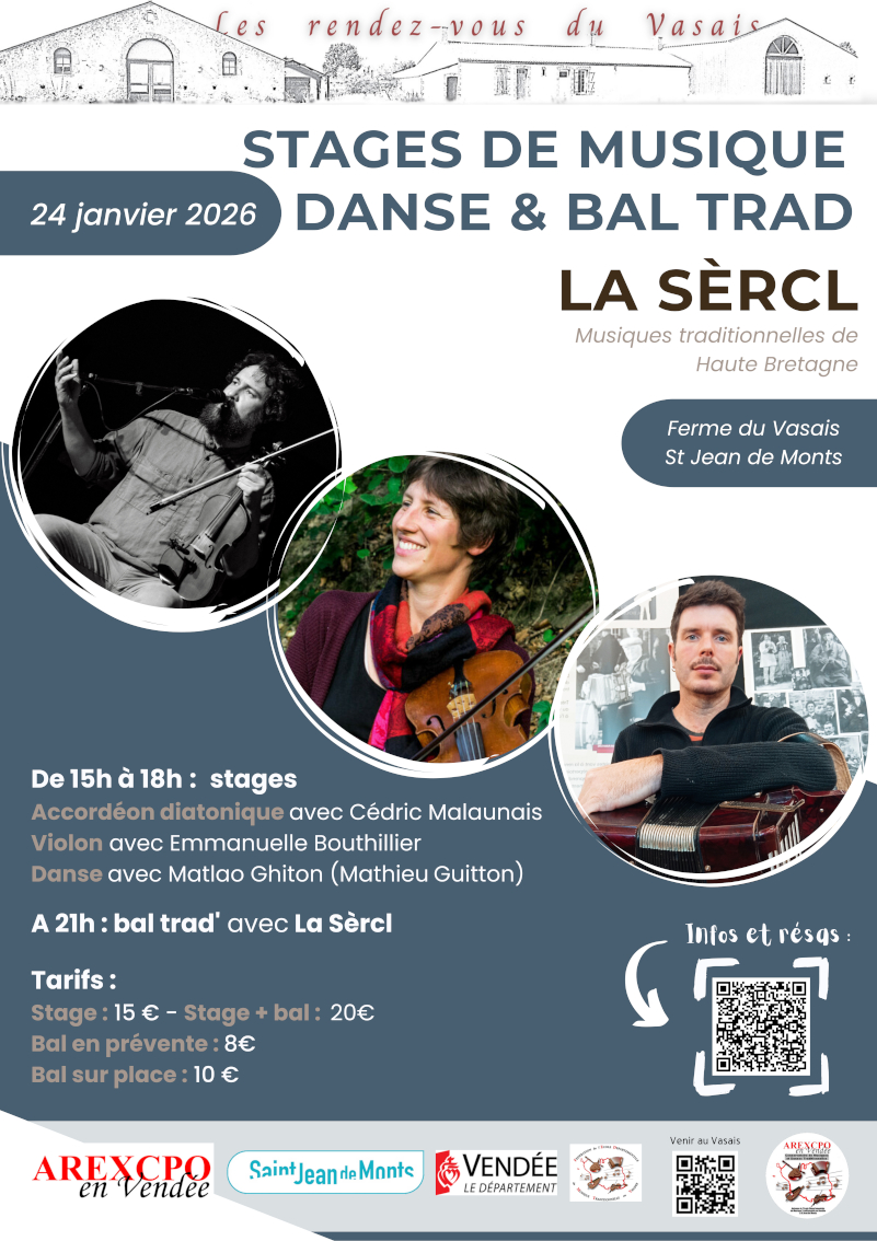 Stages de musique & danse de Haute Bretagne + Bal Trad' avec la Sèrcl 