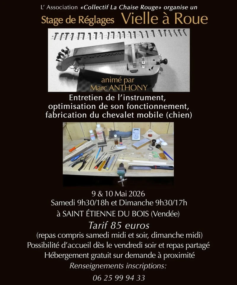 Stage de réglages de vielle à roue et fabrication de chien 