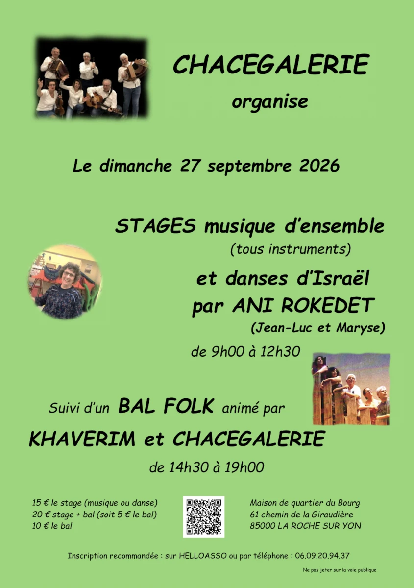 Stages de musiques d'ensemble et danses d'Israël + Bal Folk 